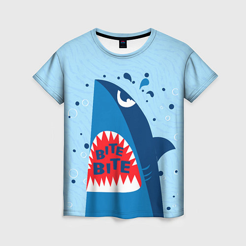 Женская футболка Акула bite / 3D-принт – фото 1