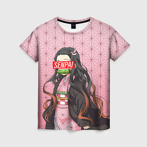 Женская футболка SENPAI NEZUKO НЕЗУКО ПАТТЕРН / 3D-принт – фото 1