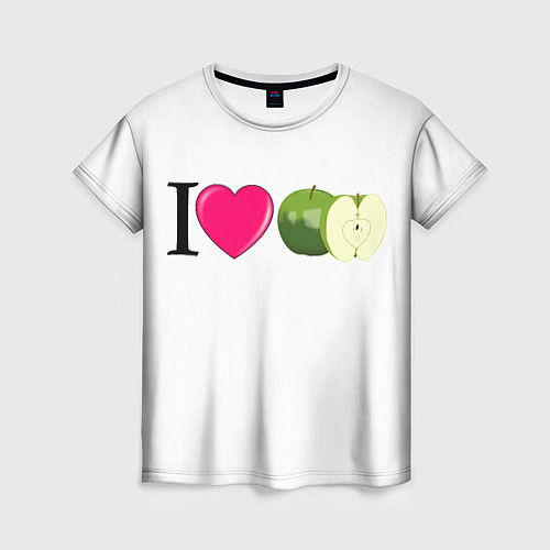 Женская футболка I LOVE APPLE / 3D-принт – фото 1