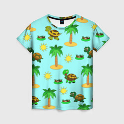 Женская футболка Черепашки и пальмы