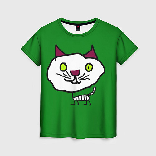 Женская футболка Странный котик / 3D-принт – фото 1