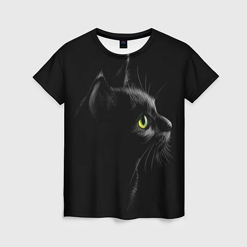 Женская футболка Черный кот / 3D-принт – фото 1