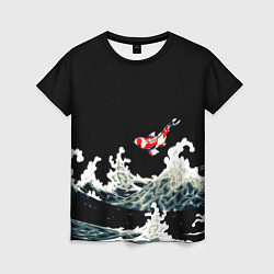 Женская футболка Карп Кои Волна Япония Рыба