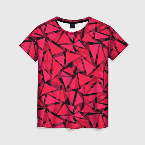 Женская футболка Красно-черный полигональный / 3D-принт – фото 1