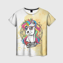 Футболка женская Hipster unicorn, цвет: 3D-принт