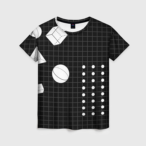 Женская футболка Черно-белые фигуры 3D / 3D-принт – фото 1