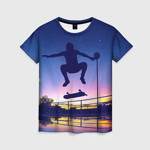 Женская футболка Skateboarding / 3D-принт – фото 1
