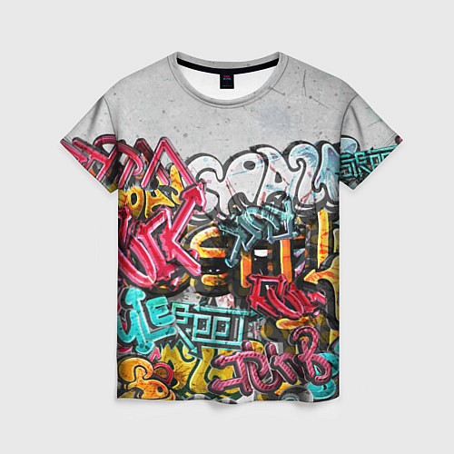 Женская футболка Graffiti on the wall / 3D-принт – фото 1