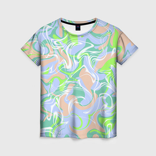 Женская футболка Разноцветные разводы красок / 3D-принт – фото 1