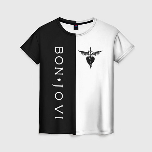 Женская футболка BON JOVI BLACK WHITE / 3D-принт – фото 1