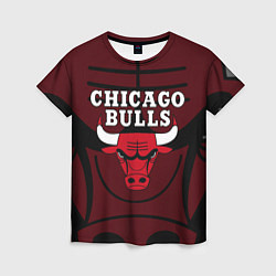 Футболка женская CHICAGO BULLS ЧИКАГО БУЛЛС НА ФОНЕ, цвет: 3D-принт