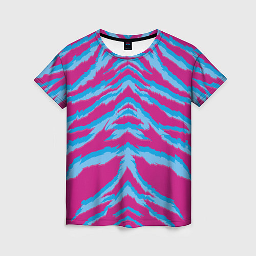 Женская футболка Неоновая шкура тигра / 3D-принт – фото 1