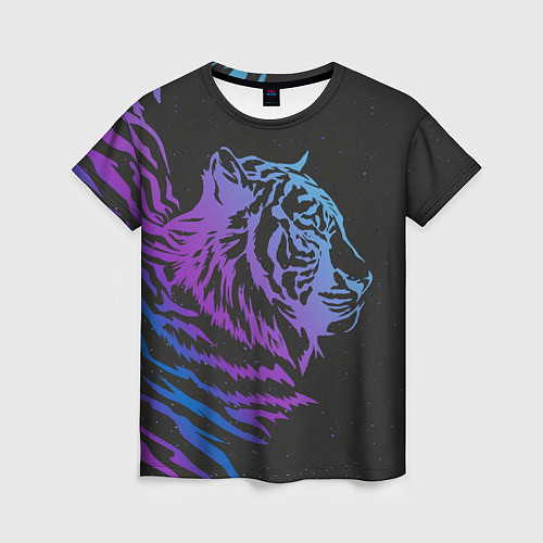 Женская футболка Tiger Neon / 3D-принт – фото 1