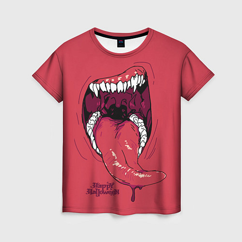 Женская футболка Пасть красного хищника / 3D-принт – фото 1