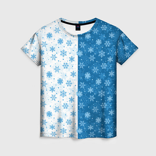Женская футболка Снежинки зимняя пора / 3D-принт – фото 1
