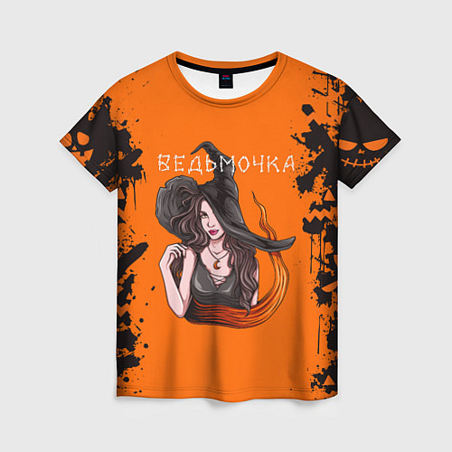 Женская футболка Ведьмочка на хеллоуин / 3D-принт – фото 1