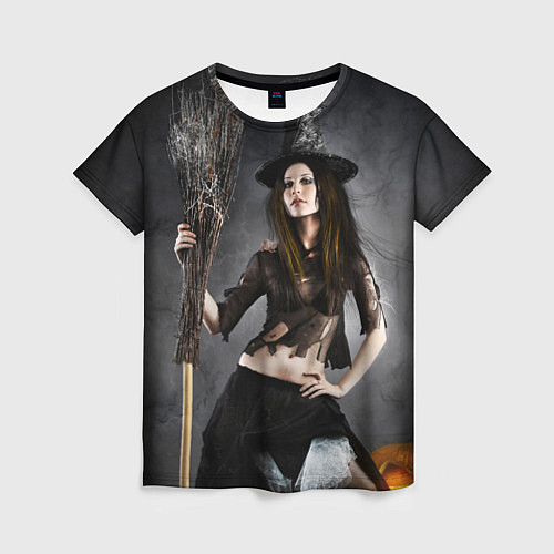 Женская футболка Милая ведьма с метлой / 3D-принт – фото 1