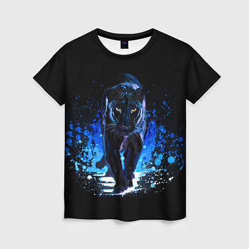Женская футболка Черная пантера пятна краски / 3D-принт – фото 1