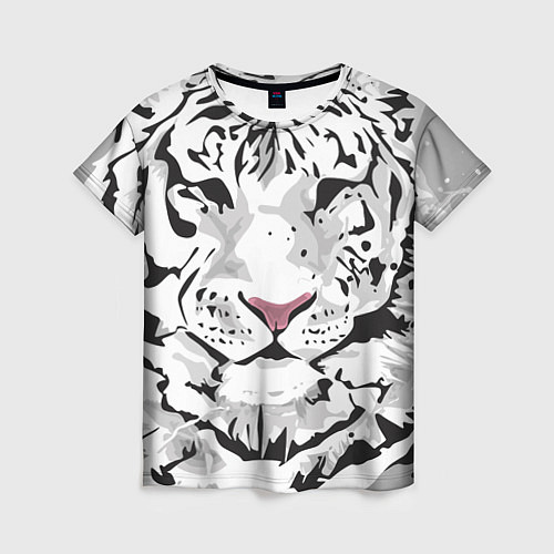 Женская футболка Белый снежный тигр / 3D-принт – фото 1