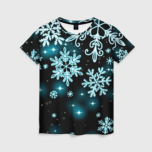 Женская футболка Космические снежинки / 3D-принт – фото 1