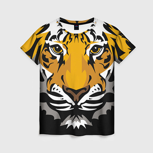 Женская футболка Суровый взгляд тигра / 3D-принт – фото 1