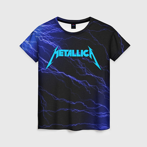 Женская футболка METALLICA BLUE FLASH МЕТАЛЛИКА СИНИЕ МОЛНИИ / 3D-принт – фото 1