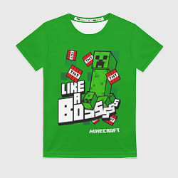 Женская футболка LIKE A BOSS Minecraft Creepe