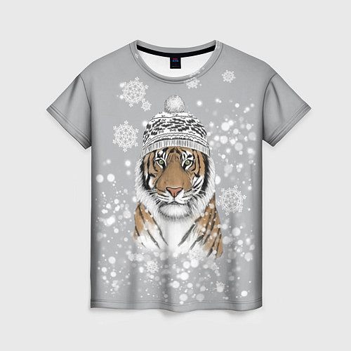 Женская футболка Снежный тигр / 3D-принт – фото 1