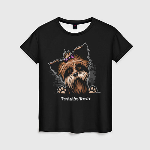 Женская футболка Собачка Йоркширский Терьер / 3D-принт – фото 1