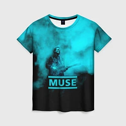 Футболка женская Мэттью Беллами бирюзовый туман Muse, цвет: 3D-принт