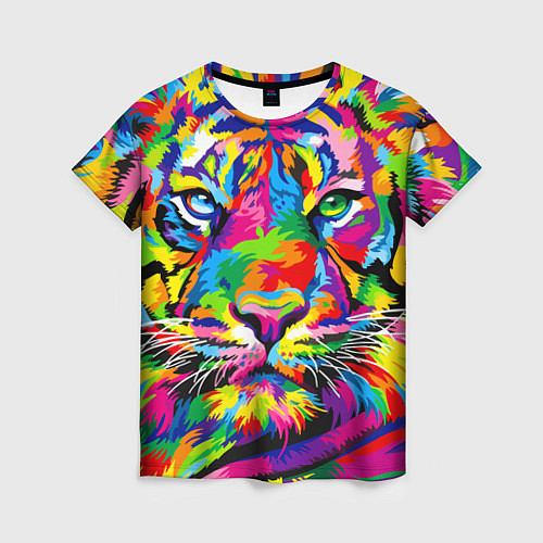 Женская футболка Тигр в стиле поп-арт / 3D-принт – фото 1
