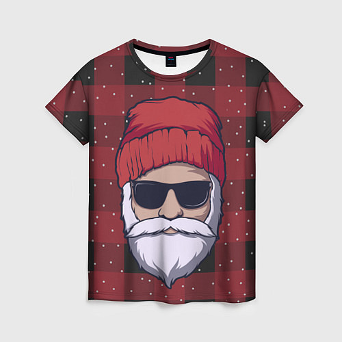 Женская футболка SANTA HIPSTER САНТА ХИПСТЕР / 3D-принт – фото 1