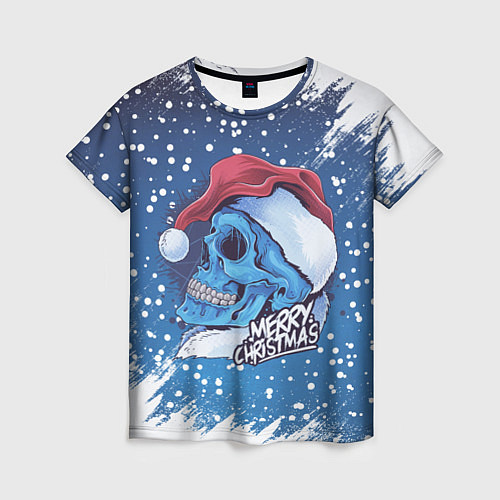 Женская футболка Merry Christmas Счастливого Рождества Skull / 3D-принт – фото 1