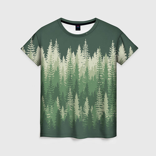 Женская футболка Елки-палки, хвойный лес / 3D-принт – фото 1