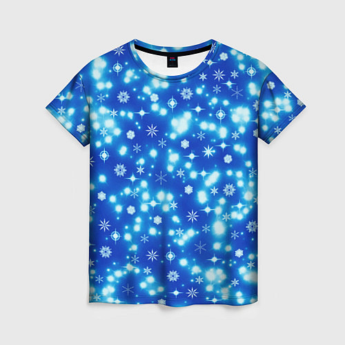 Женская футболка Сверкающие снежинки / 3D-принт – фото 1