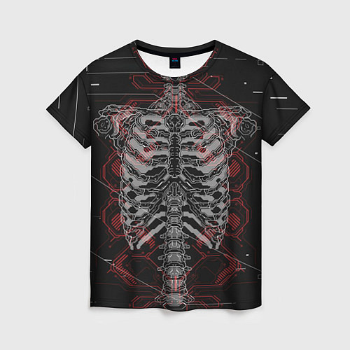 Женская футболка Биомеханический скелет cyberpunk / 3D-принт – фото 1