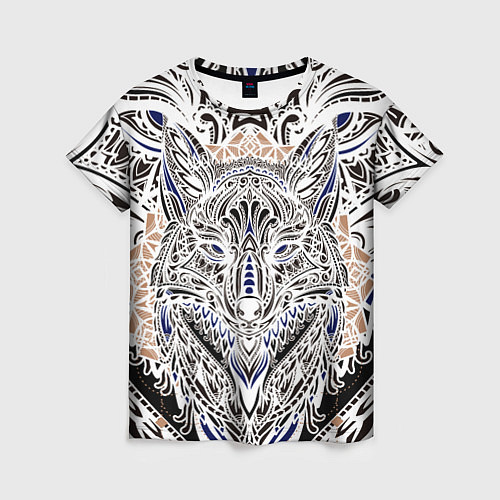 Женская футболка БЕЛАЯ ЭТНИЧЕСКА ЛИСА WHITE FOX / 3D-принт – фото 1