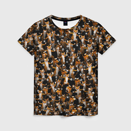 Женская футболка Тигры пляшут Новый Год / 3D-принт – фото 1