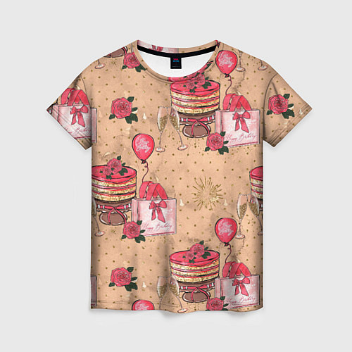 Женская футболка Праздничное настроение - сюрприз / 3D-принт – фото 1