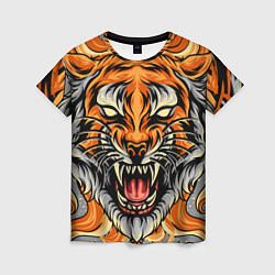 Женская футболка Символ года тигр в гневе