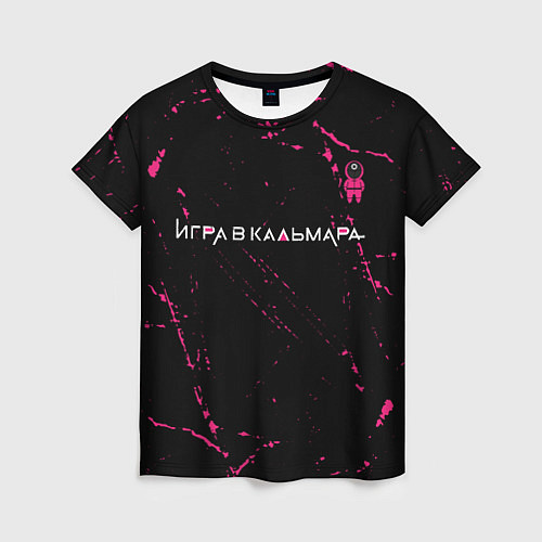 Женская футболка ИГРА В КАЛЬМАРА - ОХРАНА - Гранж / 3D-принт – фото 1