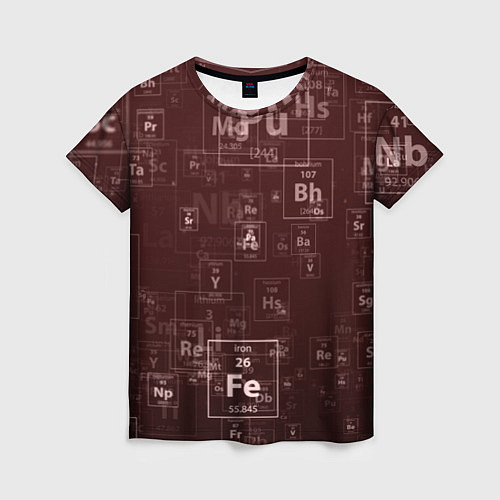 Женская футболка Fe - Таблица Менделеева / 3D-принт – фото 1