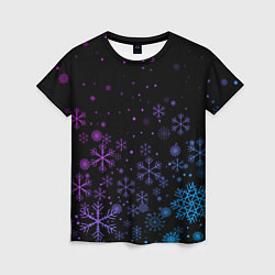 Женская футболка Новогодние снежинки Градиент
