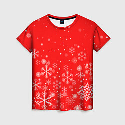 Женская футболка Летящие снежинки