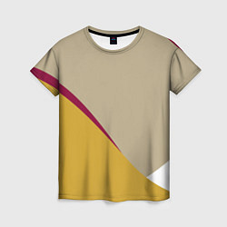 Женская футболка Линии На бежевом Фоне