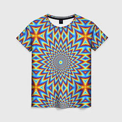 Женская футболка Пульсирующий синий цветок иллюзия движения