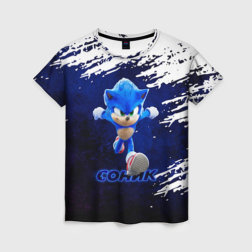 Женская футболка Sonic со скоростью звука / 3D-принт – фото 1