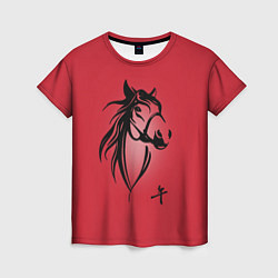 Футболка женская Огненная лошадь с иероглифом, цвет: 3D-принт
