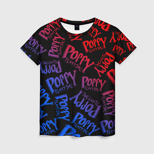 Женская футболка POPPY PLAYTIME LOGO NEON, ХАГИ ВАГИ / 3D-принт – фото 1