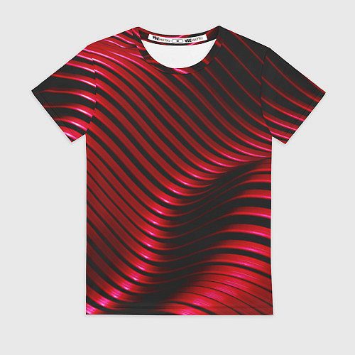 Женская футболка Волны красного металла / 3D-принт – фото 1